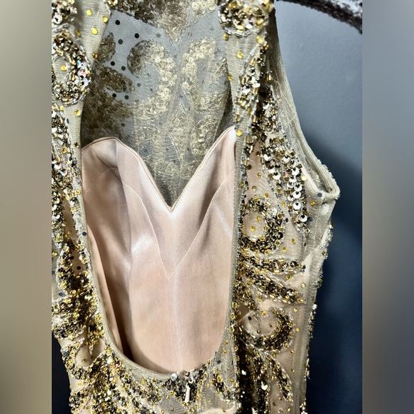 SHERRI HILL 53171 Gold Embellished Open-Back Dress - Picture 8 of 11